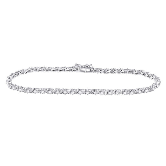 10kt White Gold Womens Round Diamond Tennis Bracelet 1 Cttw