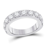14kt White Gold Womens Round Diamond Single Row Band Ring 2 Cttw