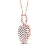 14kt Rose Gold Womens Round Diamond Heart Pendant 1/2 Cttw