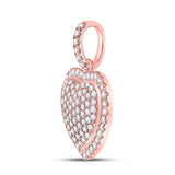 14kt Rose Gold Womens Round Diamond Heart Pendant 1 Cttw
