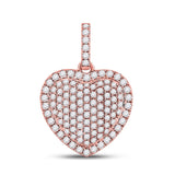 14kt Rose Gold Womens Round Diamond Heart Pendant 1 Cttw