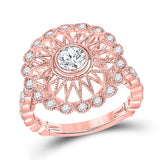14kt Rose Gold Round Diamond Solitaire Bridal Wedding Engagement Ring 1 Cttw