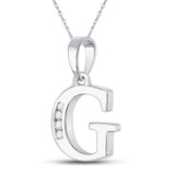 10kt White Gold Womens Round Diamond G Initial Letter Pendant 1/20 Cttw