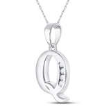 10kt White Gold Womens Round Diamond Q Initial Letter Pendant 1/20 Cttw