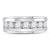 14kt White Gold Mens Round Diamond Single Row Band Ring 2 Cttw