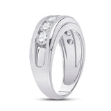 14kt White Gold Mens Round Diamond Single Row Band Ring 2 Cttw