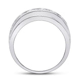 14kt White Gold Mens Round Diamond Single Row Band Ring 2 Cttw