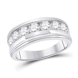14kt White Gold Mens Round Diamond Single Row Band Ring 2 Cttw