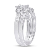 14kt White Gold Princess Diamond Bridal Wedding Ring Band Set 1 Cttw