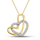 10kt Yellow Gold Womens Round Diamond Heart Pendant 1/12 Cttw