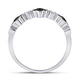 10kt White Gold Womens Round Black Color Enhanced Diamond Clover Band Ring 1/4 Cttw