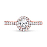 14kt Rose Gold Round Diamond Solitaire Bridal Wedding Engagement Ring 7/8 Cttw