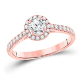 14kt Rose Gold Round Diamond Solitaire Bridal Wedding Engagement Ring 7/8 Cttw