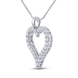 14kt White Gold Womens Round Diamond Outline Heart Pendant 2 Cttw