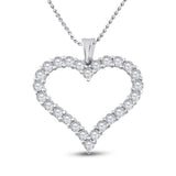 14kt White Gold Womens Round Diamond Outline Heart Pendant 2 Cttw