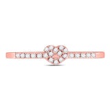10kt Rose Gold Womens Round Diamond Heart Knot Stackable Band Ring 1/8 Cttw