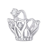 10kt White Gold Womens Round Diamond Crown Fashion Pendant 1/6 Cttw
