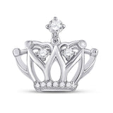 10kt White Gold Womens Round Diamond Crown Fashion Pendant 1/6 Cttw