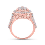 14kt Rose Gold Womens Round Diamond Pear Teardrop Ring 1-3/4 Cttw