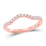 10kt Rose Gold Womens Round Diamond Wedding Curved Enhancer Band 1/5 Cttw