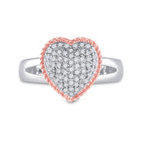10kt Two-tone Gold Womens Round Diamond Rope Heart Ring 1/3 Cttw