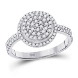 10kt White Gold Womens Round Diamond Cluster Ring 1/2 Cttw