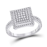 10kt White Gold Womens Round Diamond Square Cluster Ring 1/2 Cttw
