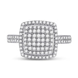 10kt White Gold Womens Round Diamond Square Cluster Ring 5/8 Cttw