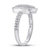 10kt White Gold Womens Round Diamond Square Cluster Ring 5/8 Cttw