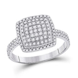 10kt White Gold Womens Round Diamond Square Cluster Ring 5/8 Cttw