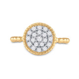 10kt Yellow Gold Womens Round Diamond Beaded Circle Cluster Ring 3/8 Cttw