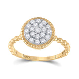 10kt Yellow Gold Womens Round Diamond Beaded Circle Cluster Ring 3/8 Cttw