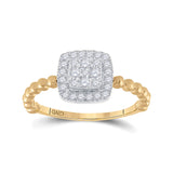 10kt Yellow Gold Womens Round Diamond Square Ring 1/3 Cttw