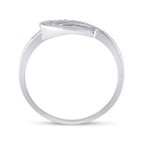 10kt White Gold Womens Baguette Diamond Heart Ring 1/6 Cttw