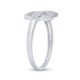 10kt White Gold Womens Baguette Diamond Heart Ring 1/6 Cttw