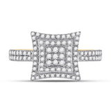 10kt Yellow Gold Womens Round Diamond Square Kite Cluster Ring 1/2 Cttw