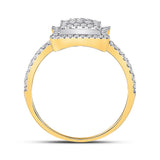 10kt Yellow Gold Womens Round Diamond Square Kite Cluster Ring 1/2 Cttw