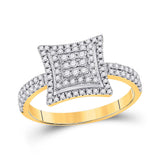 10kt Yellow Gold Womens Round Diamond Square Kite Cluster Ring 1/2 Cttw