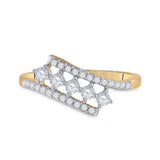 10kt Yellow Gold Womens Round Diamond Bypass Fashion Ring 1/3 Cttw