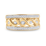 10kt Yellow Gold Womens Round Diamond Twist Scroll Band Ring 1/4 Cttw