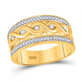 10kt Yellow Gold Womens Round Diamond Twist Scroll Band Ring 1/4 Cttw