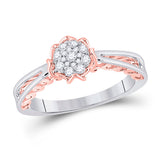 10kt Two-tone Gold Round Diamond Cluster Bridal Wedding Engagement Ring 1/5 Cttw