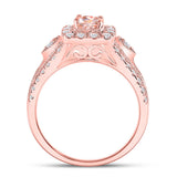 10kt Rose Gold Womens Round Morganite Solitaire Bridal Wedding Engagement Ring 1-1/5 Cttw