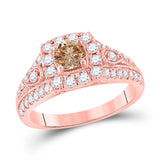 10kt Rose Gold Womens Round Morganite Solitaire Bridal Wedding Engagement Ring 1-1/5 Cttw