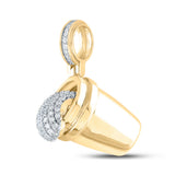 10kt Yellow Gold Mens Round Diamond Bucket Spill Charm Pendant 1 Cttw
