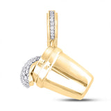 10kt Yellow Gold Mens Round Diamond Bucket Spill Charm Pendant 1 Cttw