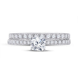 14kt White Gold Cushion Diamond Bridal Wedding Ring Band Set 1 Cttw