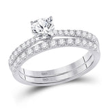 14kt White Gold Cushion Diamond Bridal Wedding Ring Band Set 1 Cttw