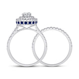 14kt White Gold Round Diamond Bridal Wedding Ring Band Set 1-1/3 Cttw