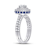 14kt White Gold Round Diamond Bridal Wedding Ring Band Set 1-1/3 Cttw